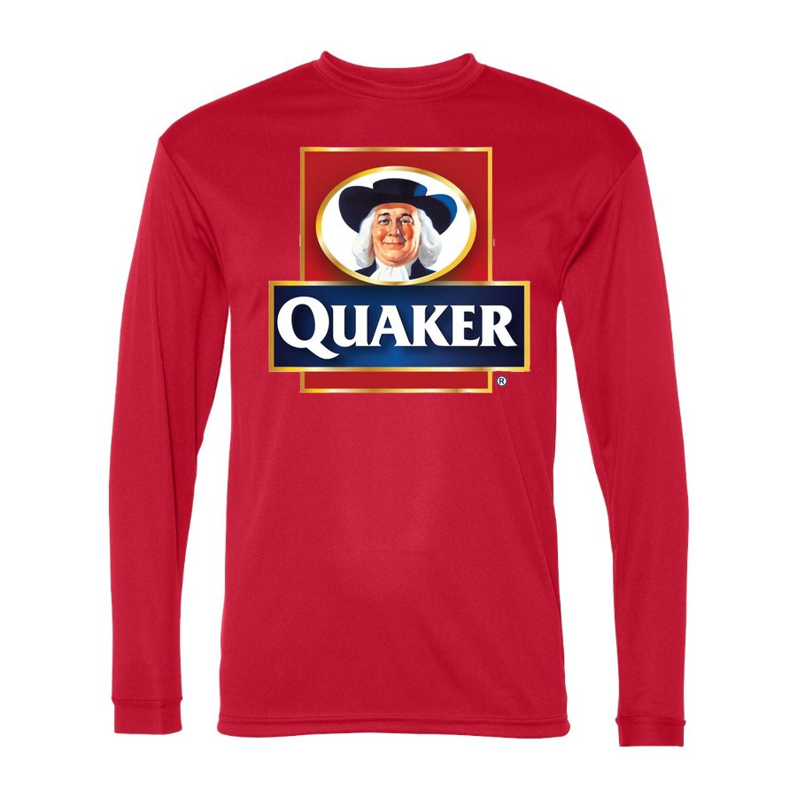 Men's Quaker food Polyester Long Sleeve T-Shirt - Red