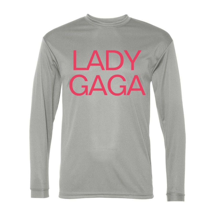 Men's Lady Gaga Polyester Long Sleeve T-Shirt - Silver