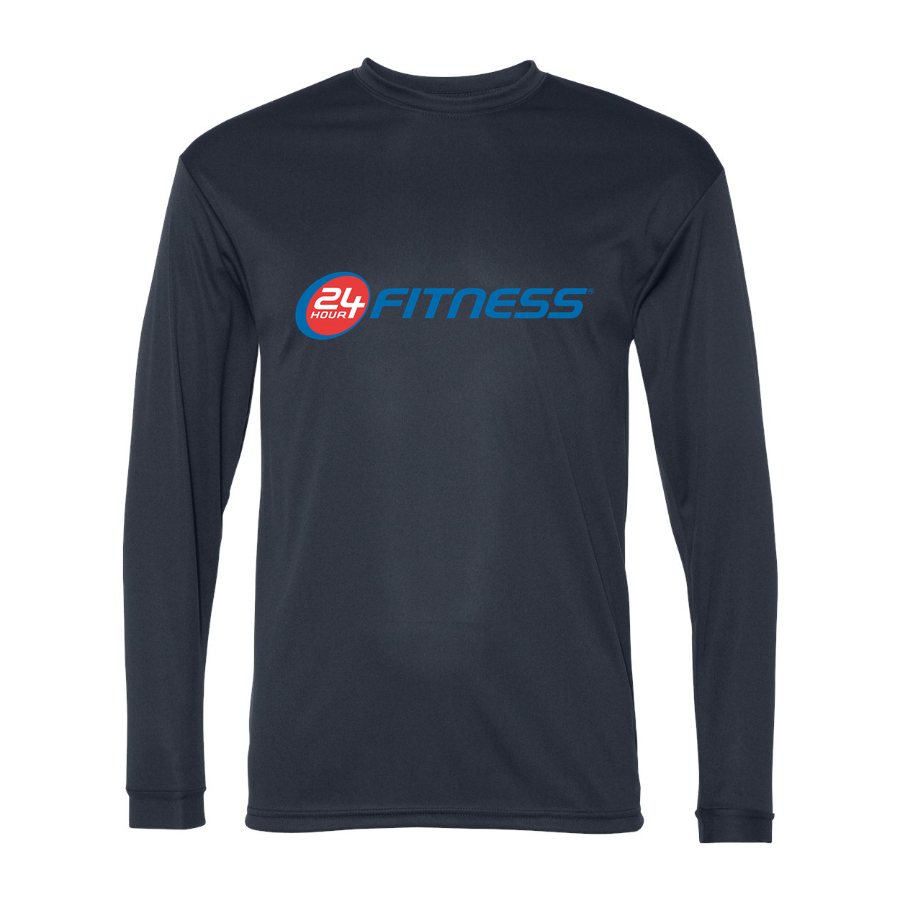 Men's 24 Hour Fitness Polyester Long Sleeve T-Shirt - Navy