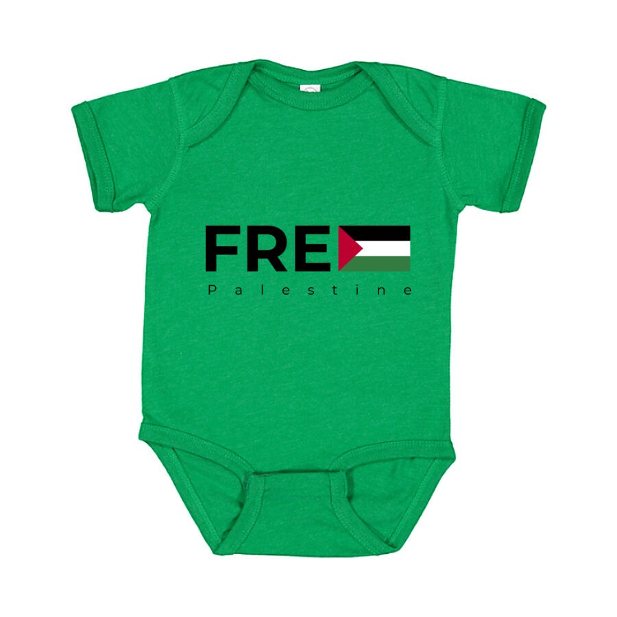 Free Palestine Black Logo Baby Romper Onesie - Green