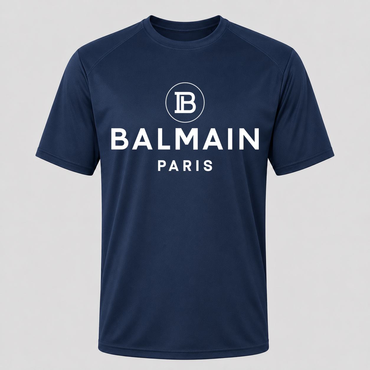 Men's Balmain Paris White Performance T-Shirt - Navy