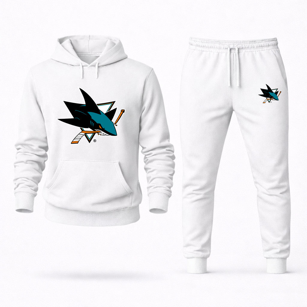San Jose Sharks Hoodie and Joggers Set - White