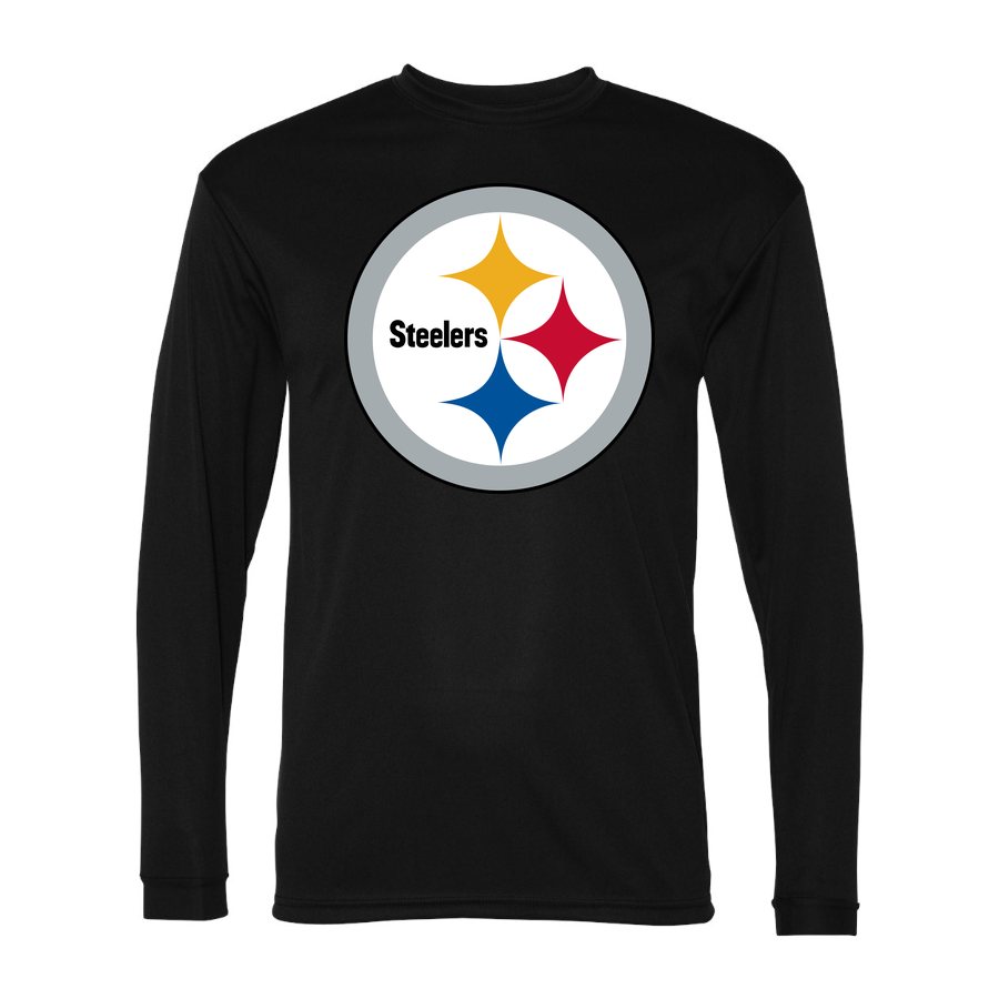 Men's Pittsburgh Steelers Polyester Long Sleeve T-Shirt - Black
