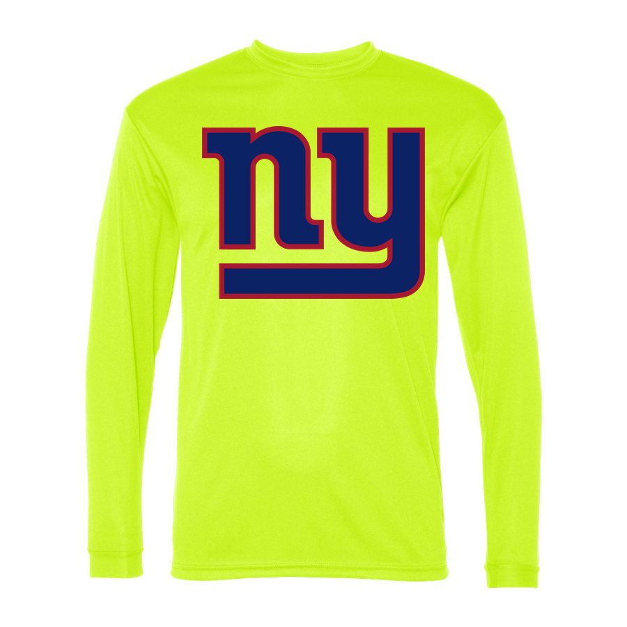 Men's New York Giants Polyester Long Sleeve T-Shirt - Safety Yellow