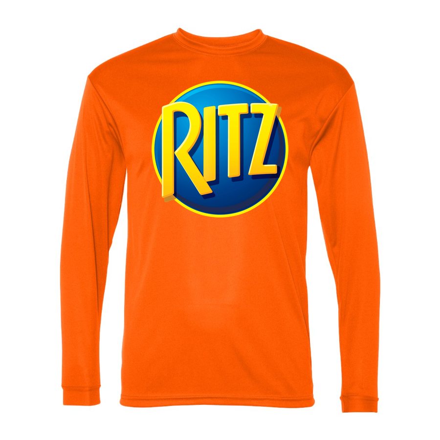 Men's Ritz Mondelez food Polyester Long Sleeve T-Shirt - Safety Orange
