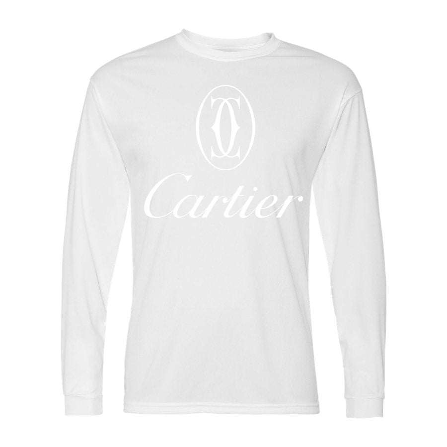 Men's Cartier White Logo Polyester Long Sleeve T-Shirt - White