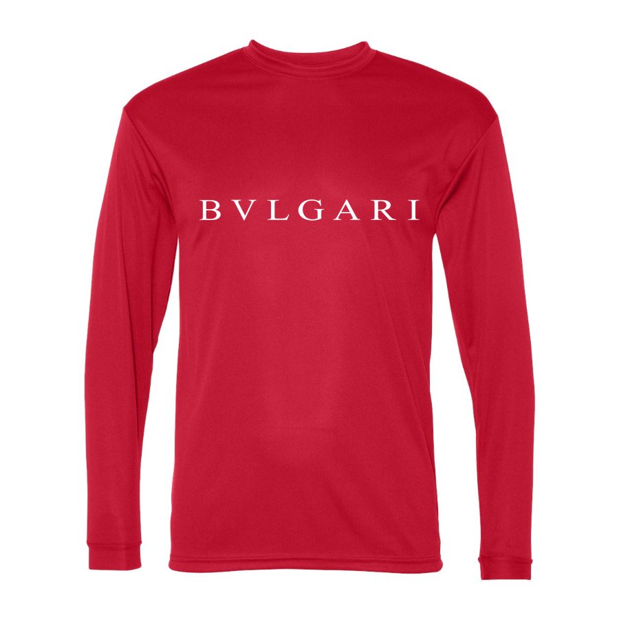Men's Bvlgari white Polyester Long Sleeve T-Shirt - Red