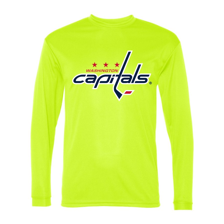 Men's Washington Capitals Polyester Long Sleeve T-Shirt - Safety Yellow
