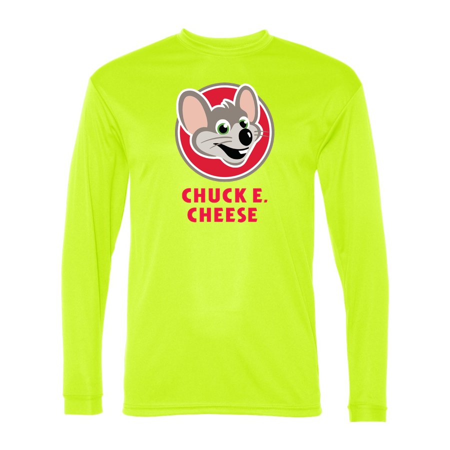 Men's Chuck E. Cheese Polyester Long Sleeve T-Shirt - Safety Yellow