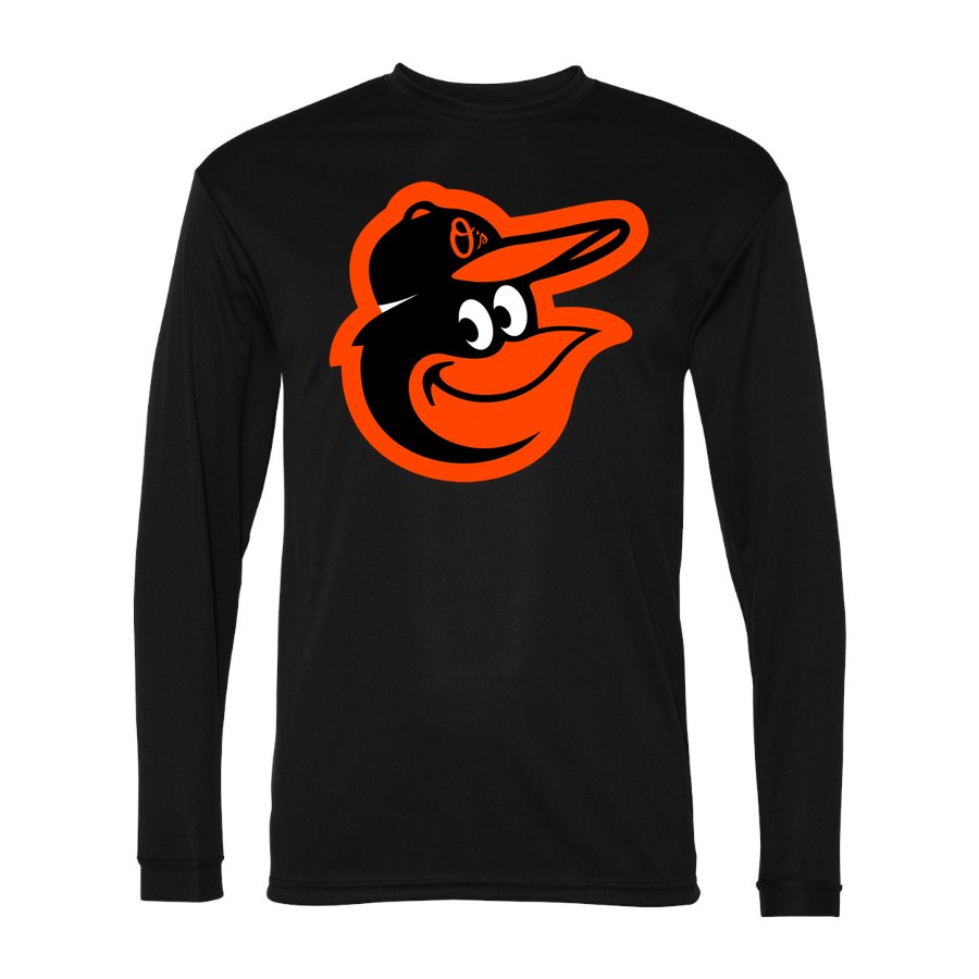 Men's Baltimore Orioles Polyester Long Sleeve T-Shirt - Black