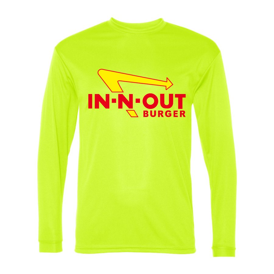 Men's In N Out Burger Polyester Long Sleeve T-Shirt - Safety Yellow