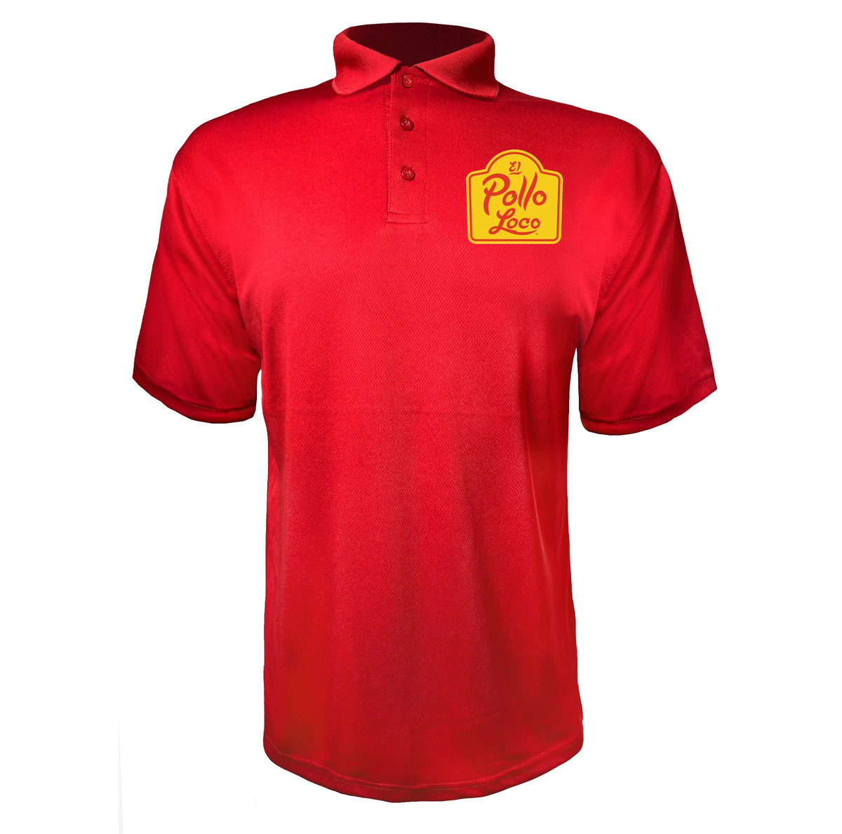 El Pollo Loco men's polyester polo in Red