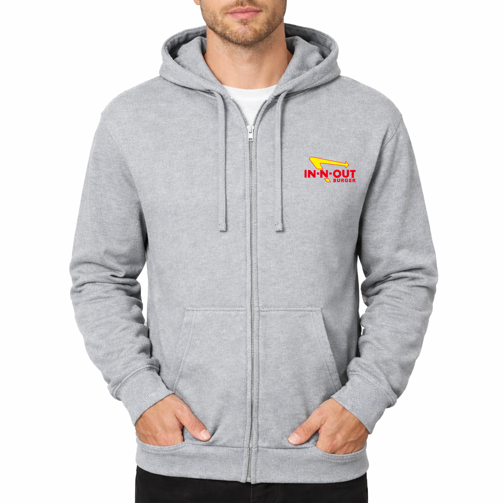In N Out Burger 1536x864 Zipper Hoodie - Grey