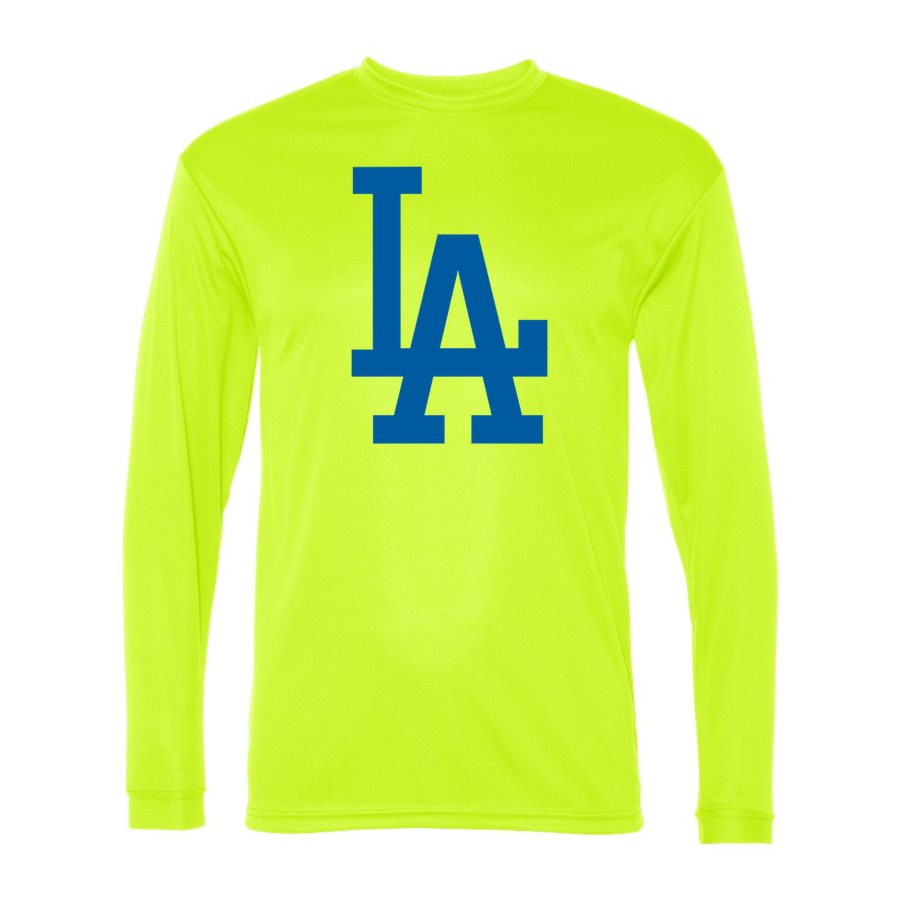 Men's Los Angeles Dodgers Polyester Long Sleeve T-Shirt - Safety Yellow
