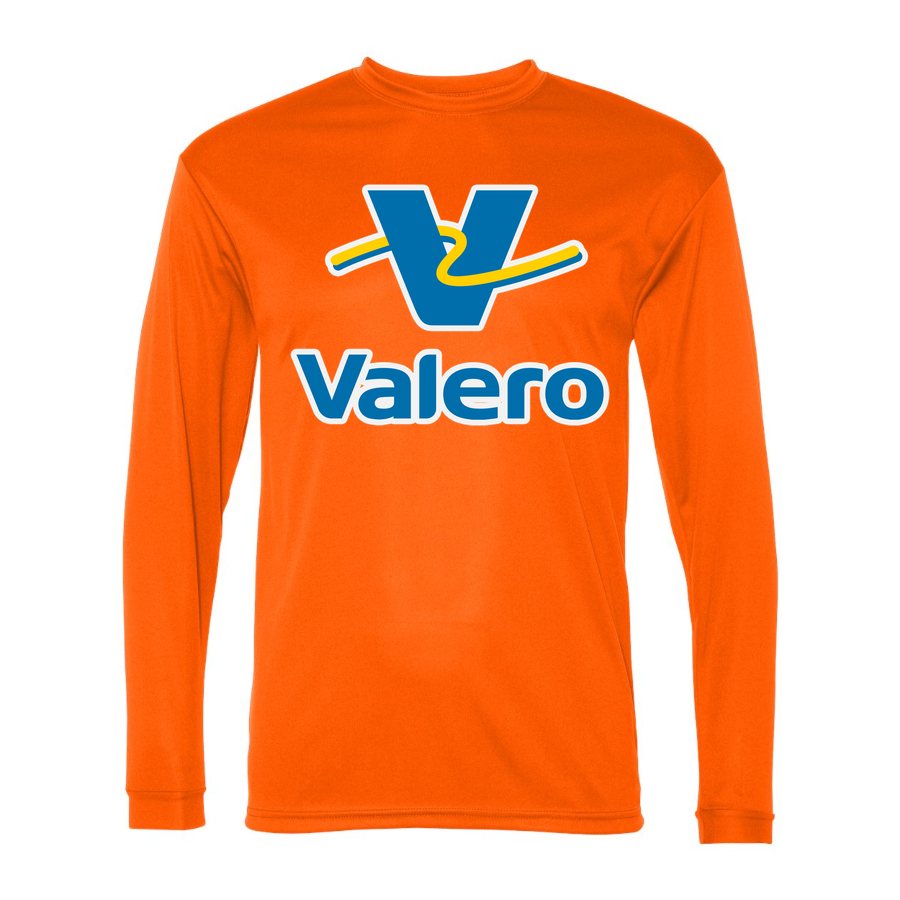 Men's Valero Gas Station Polyester Long Sleeve T-Shirt - Safety Orange