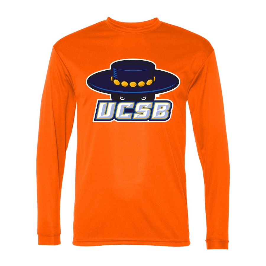 Men's UCSB Gauchos Polyester Long Sleeve T-Shirt - Safety Orange