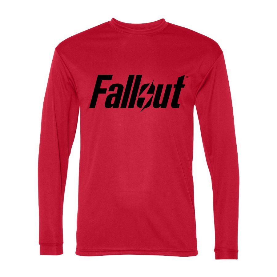 Men's Fallout Black Logo Polyester Long Sleeve T-Shirt - Red