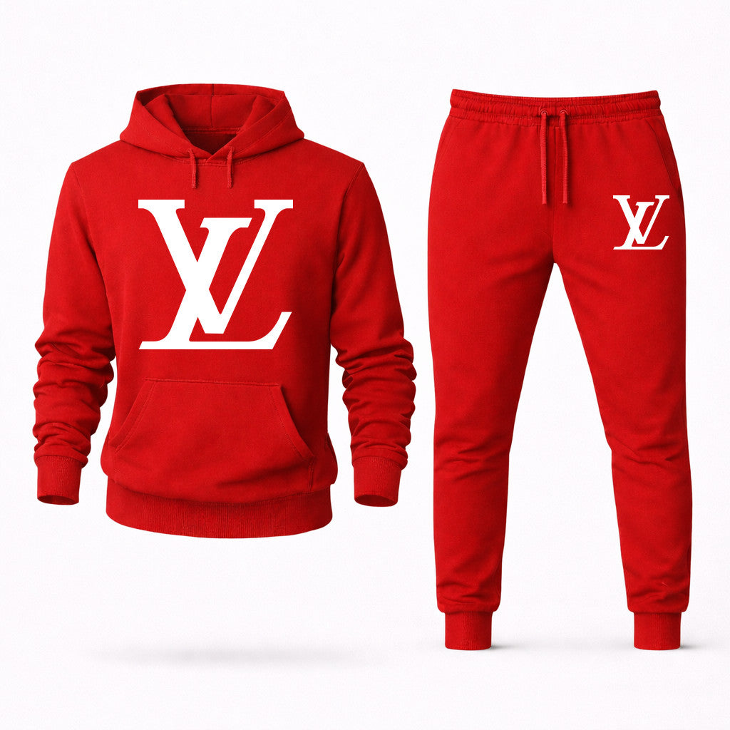 Louis Vuitton White Hoodie and Joggers Set - Red
