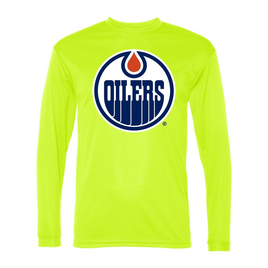 Men's Edmonton Oilers Polyester Long Sleeve T-Shirt - Safety Yellow