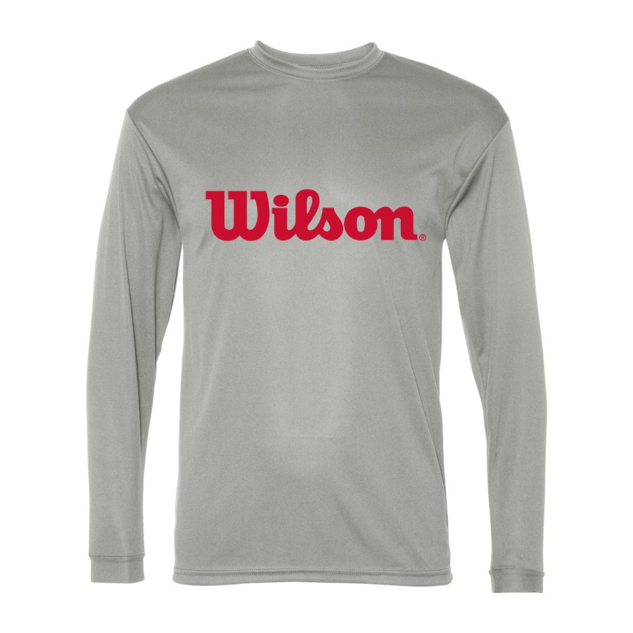 Men's Wilson Polyester Long Sleeve T-Shirt - Silver