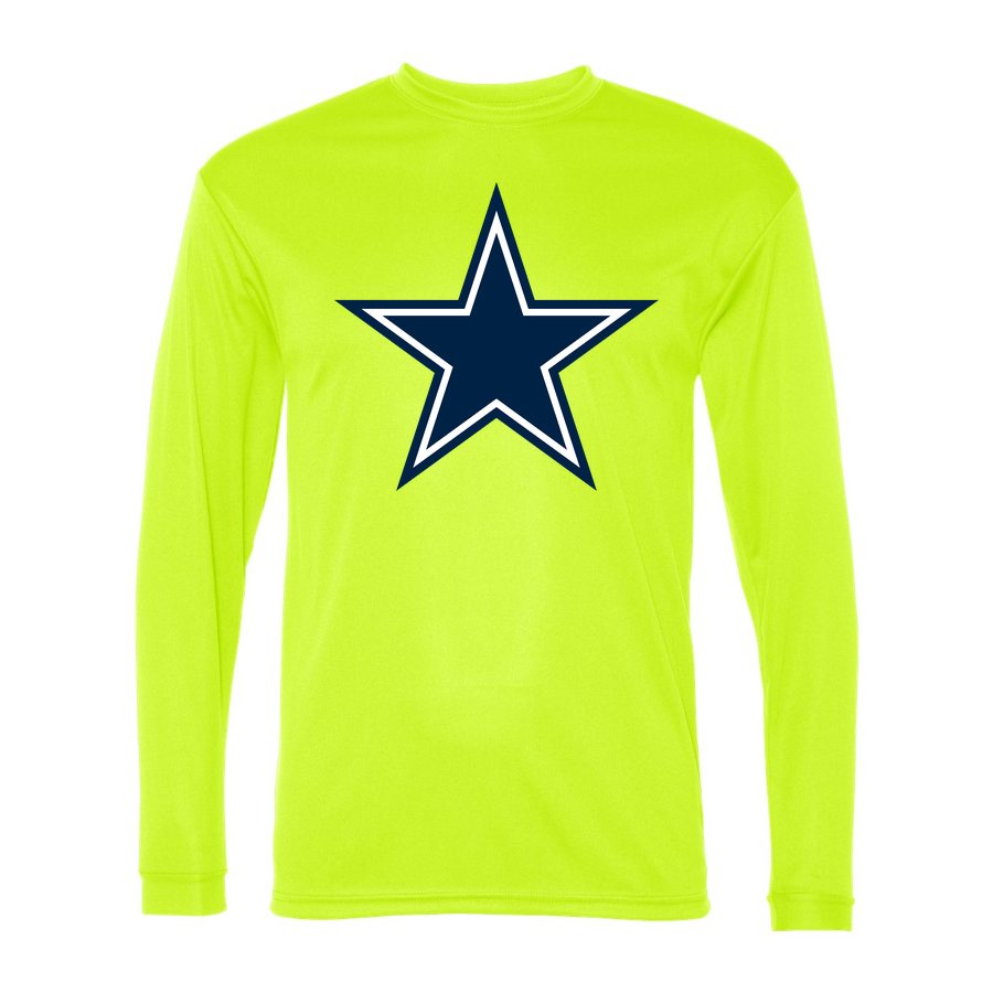 Men's Dallas Cowboys Polyester Long Sleeve T-Shirt - Safety Yellow