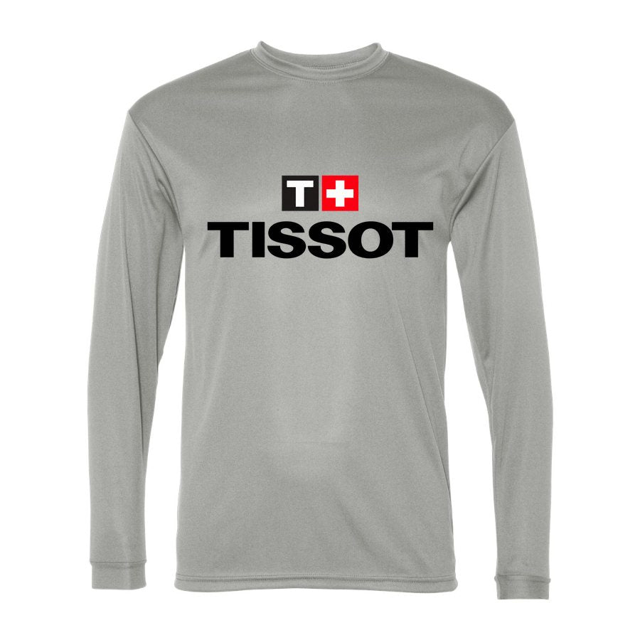 Men's Tissot Polyester Long Sleeve T-Shirt - Silver