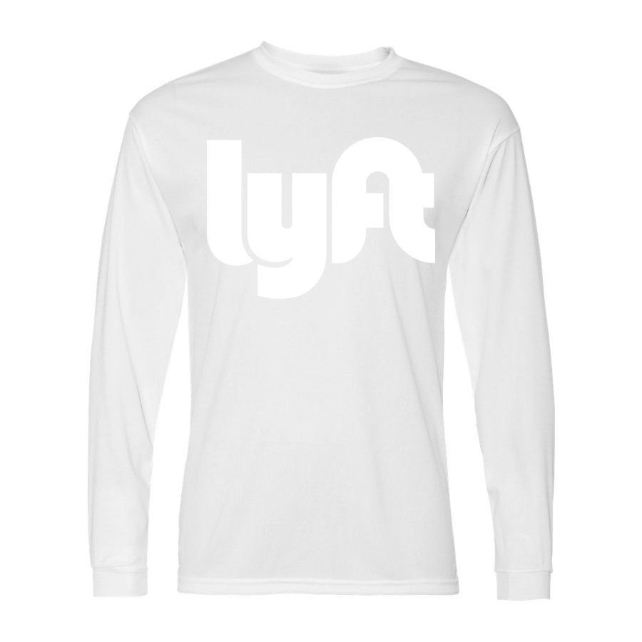Men's Lyft White Logo Polyester Long Sleeve T-Shirt - White