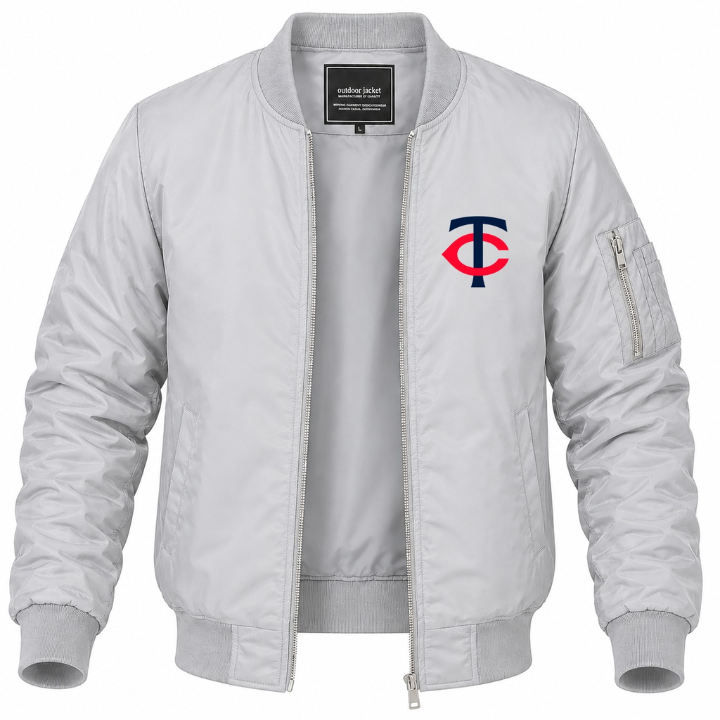 Men's Minnesota Twins Lightweight Bomber Jacket - Gray