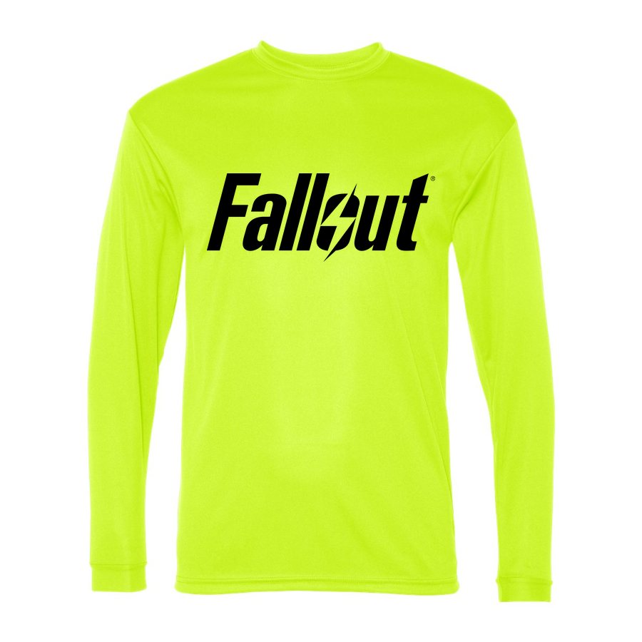Men's Fallout Black Logo Polyester Long Sleeve T-Shirt - Safety Yellow