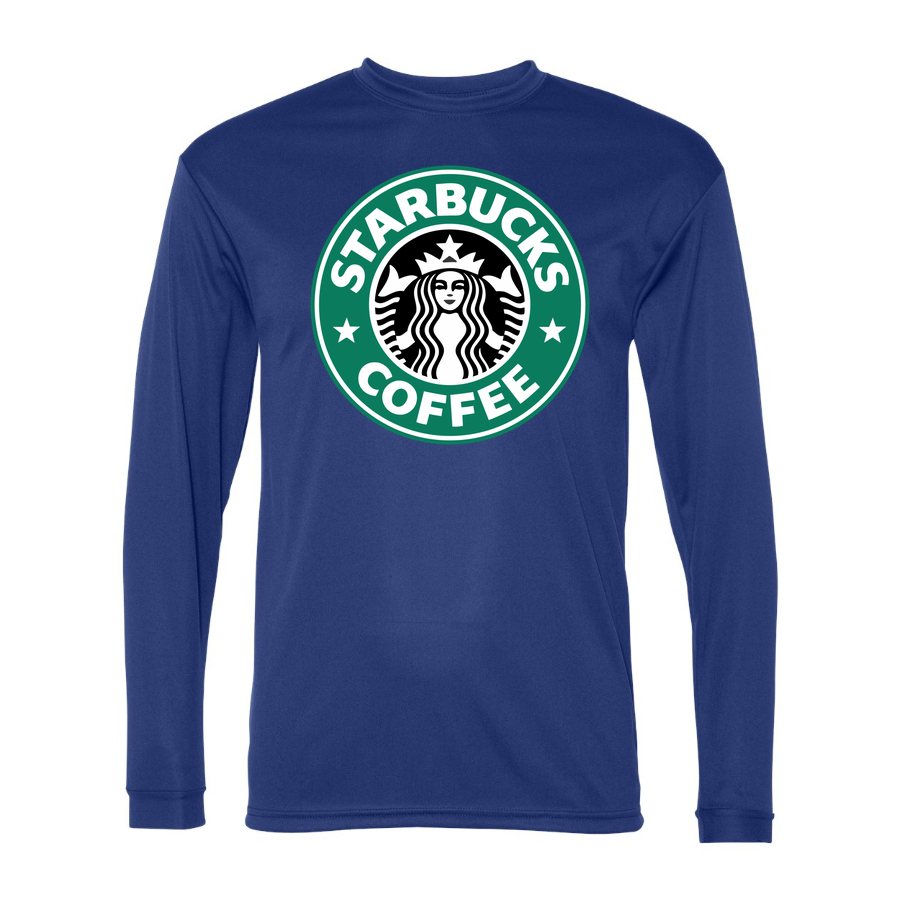 Men's Starbucks Polyester Long Sleeve T-Shirt - Royal Blue
