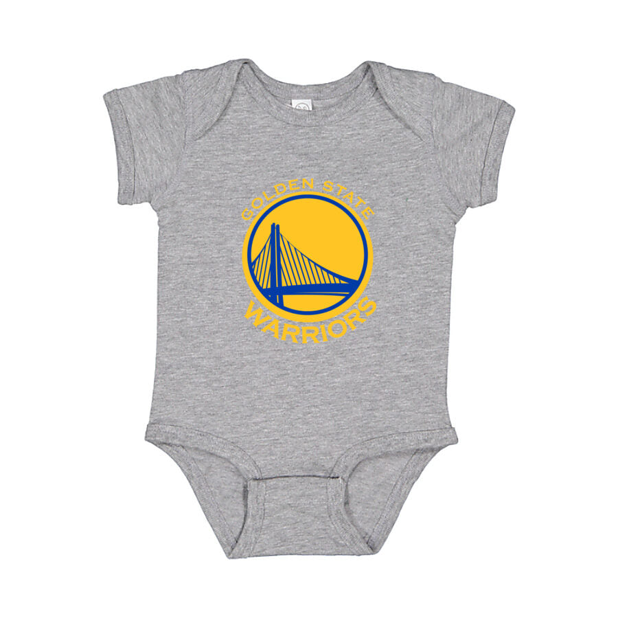 Golden State Warriors Yellow Logo Baby Romper Onesie - Gray