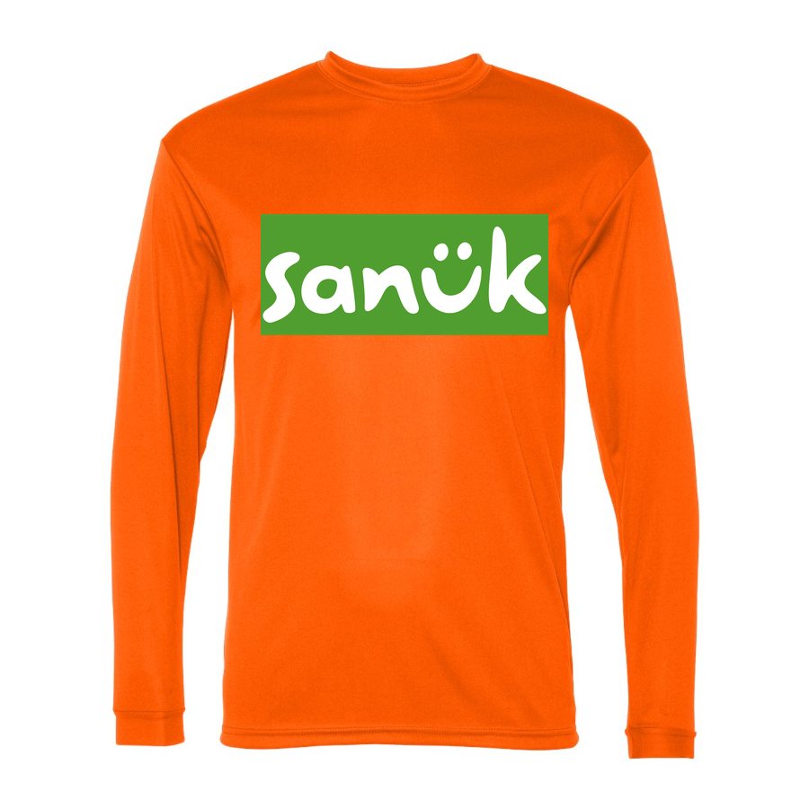 Men's Sanuk Polyester Long Sleeve T-Shirt - Safety Orange