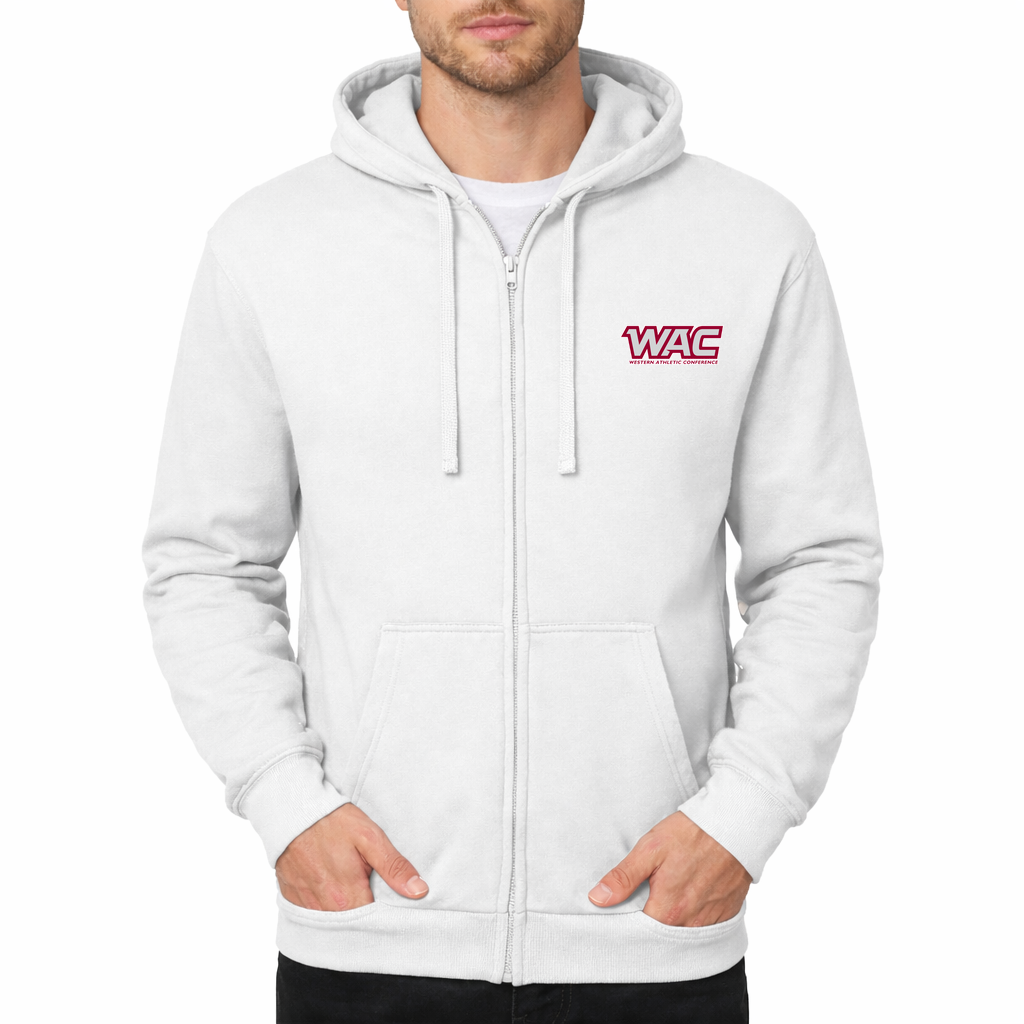 Men's Western Athletic Conference Logo2 Zipper Hoodie - White