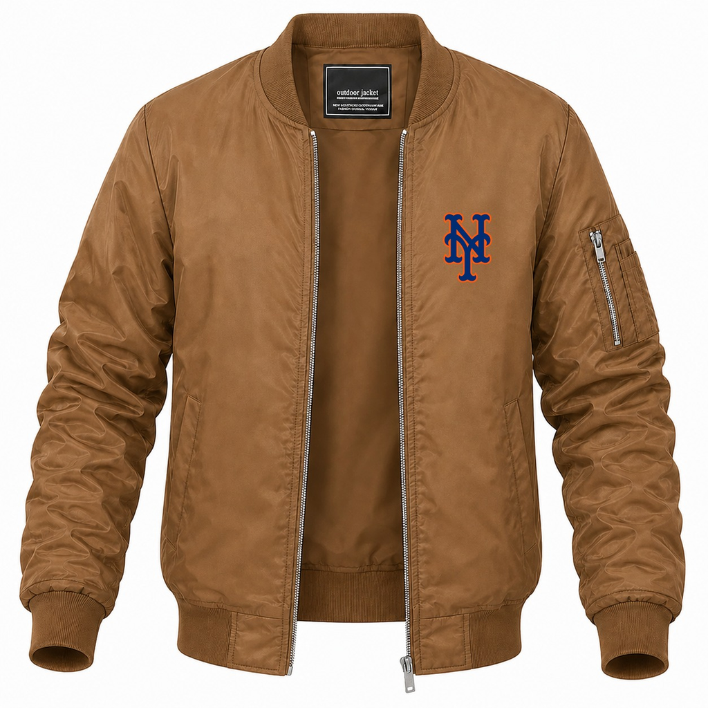 Men's New York Mets Lightweight Bomber Jacket - Brown