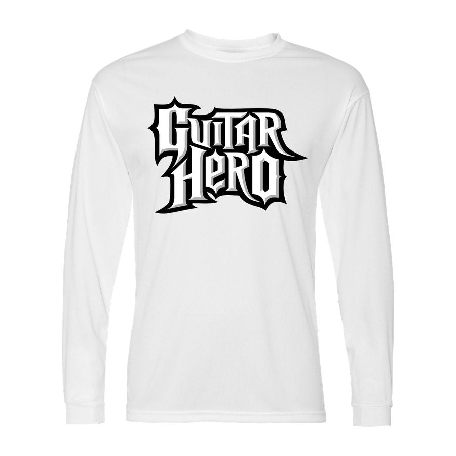 Men's Guitar Hero Polyester Long Sleeve T-Shirt - White