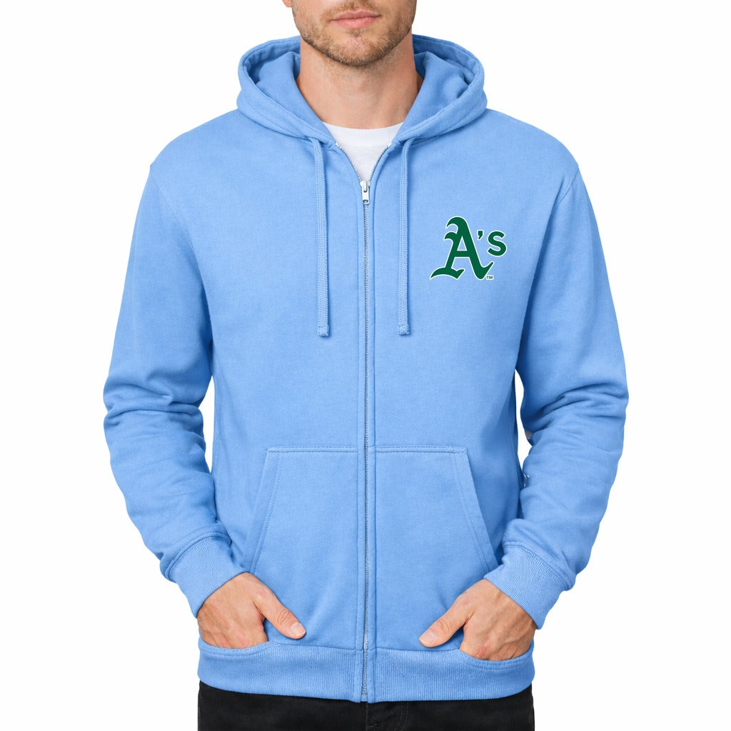 Men's Oakland Athletics Zipper Hoodie - Light Blue