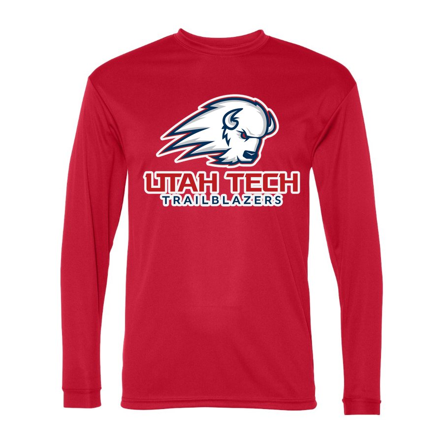 Men's Utah Tech Trailblazers Polyester Long Sleeve T-Shirt - Red