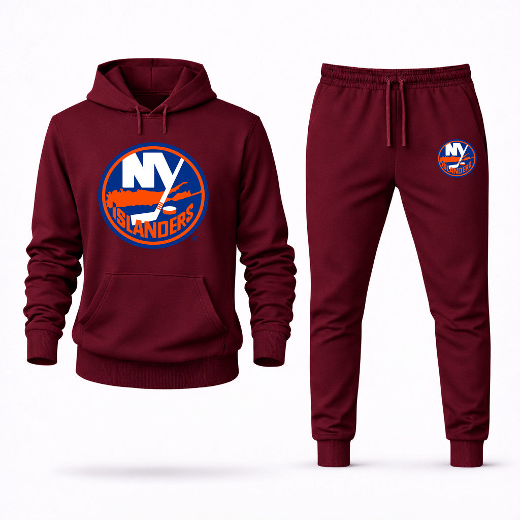 New York Islanders Hoodie and Joggers Set - Burgundy