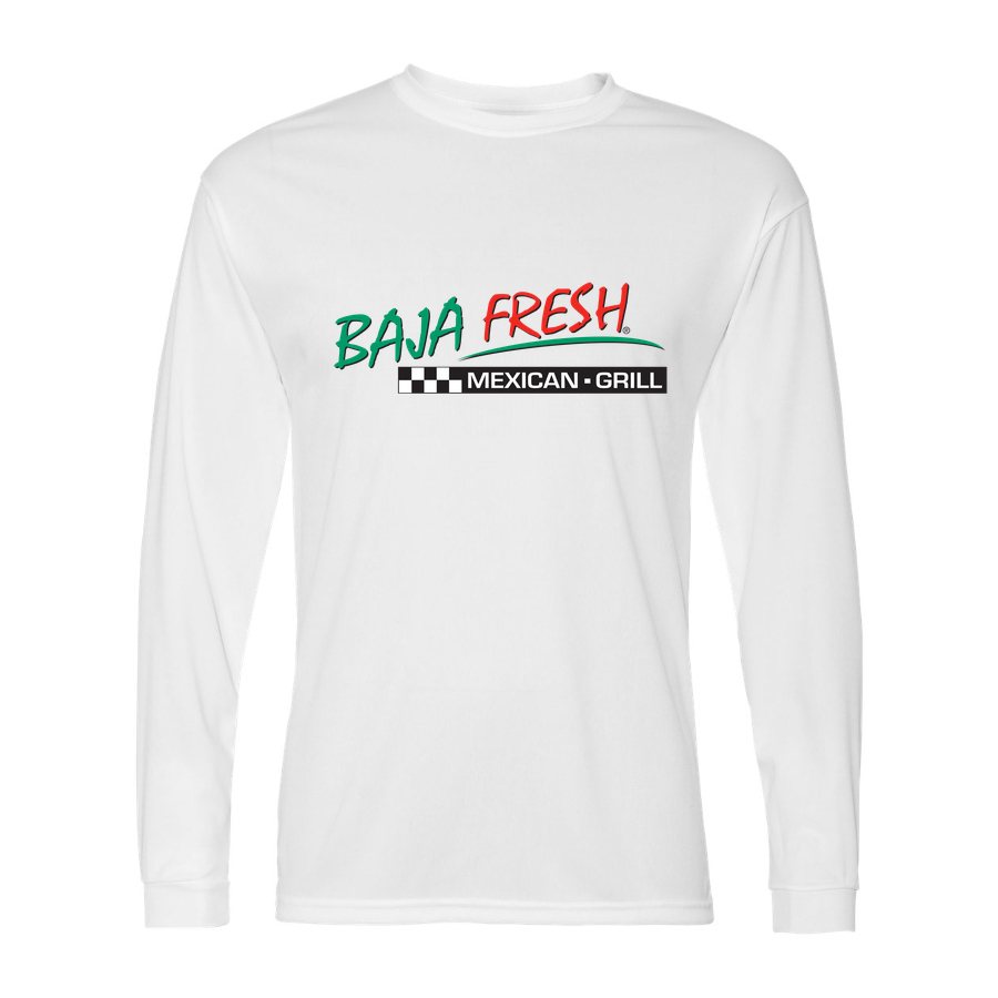 Men's Baja Fresh Polyester Long Sleeve T-Shirt - White
