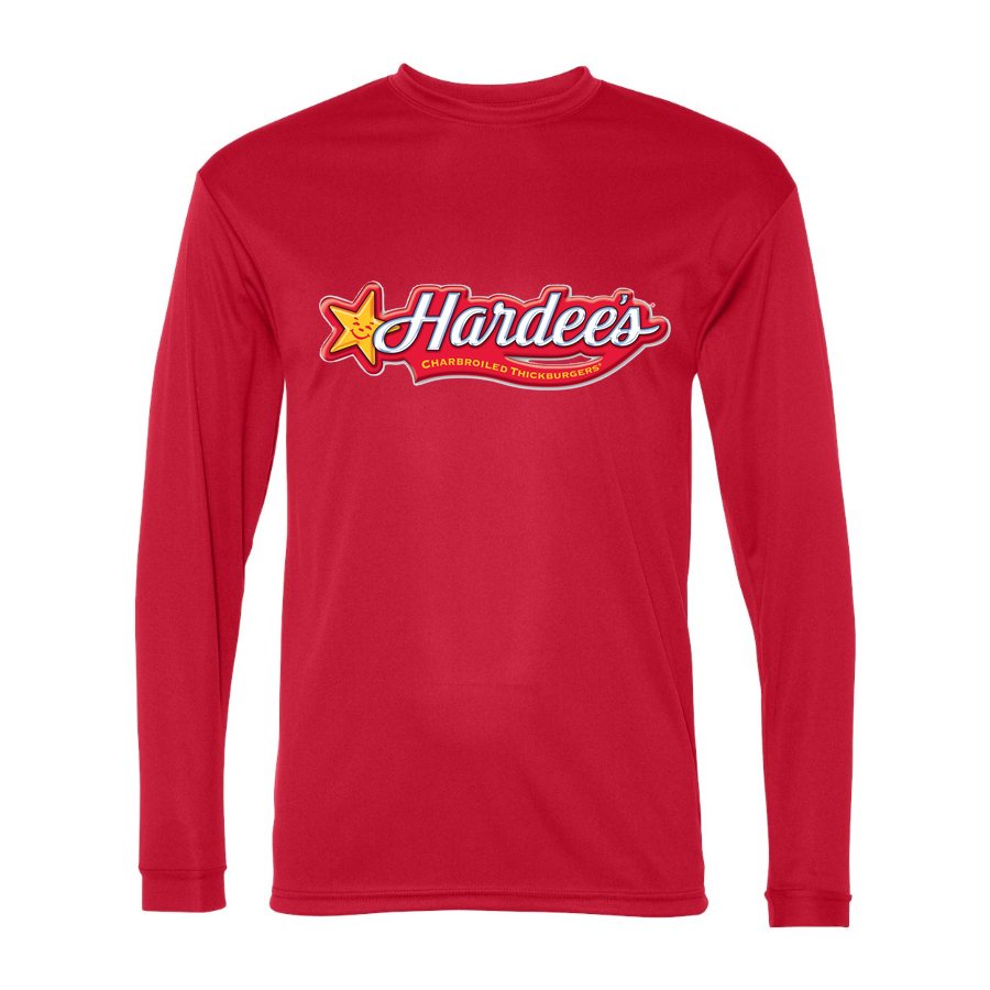 Men's Hardee's Polyester Long Sleeve T-Shirt - Red