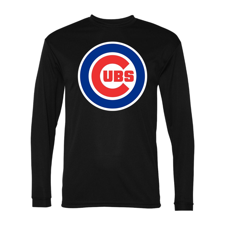 Men's Chicago Cubs Polyester Long Sleeve T-Shirt - Black