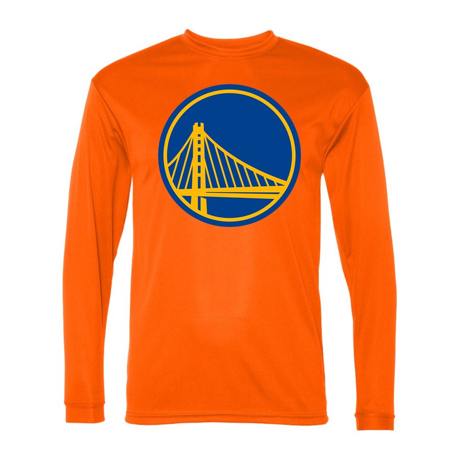 Men's Golden State Warriors Polyester Long Sleeve T-Shirt - Safety Orange