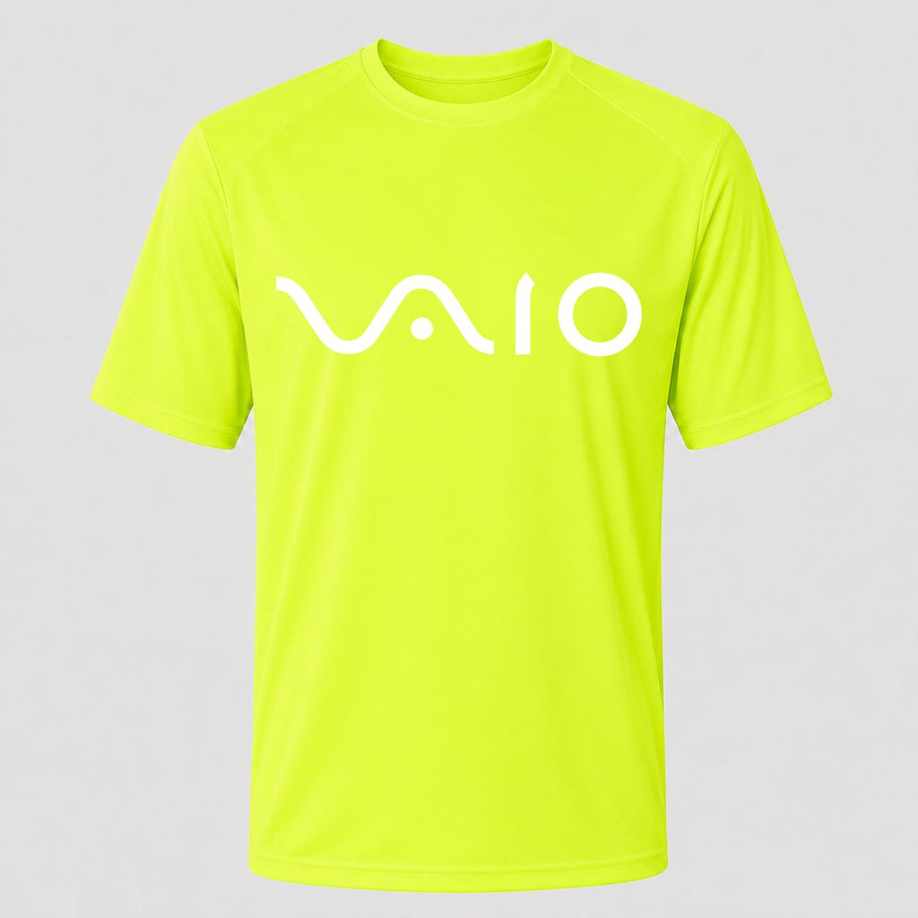 Men's Sony VAIO White Performance T-Shirt - Safety Green