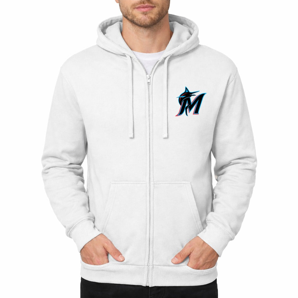 Men's Miami Marlins Zipper Hoodie - White
