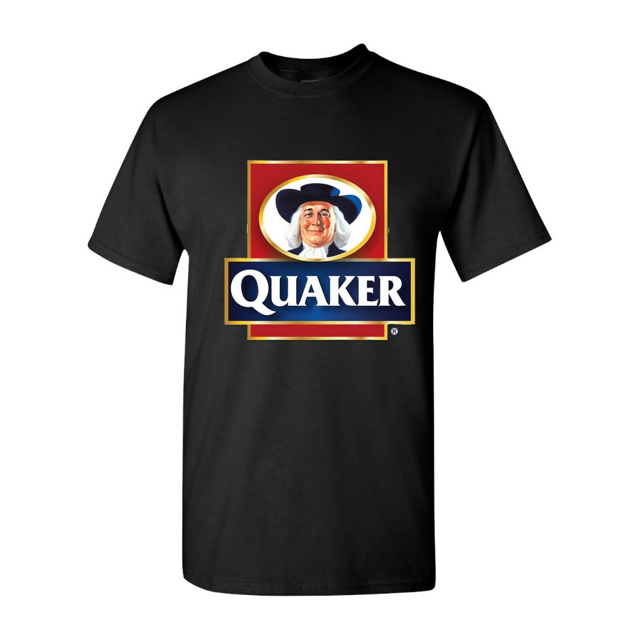 Men's Quaker Logo food Cotton T-Shirt - Black