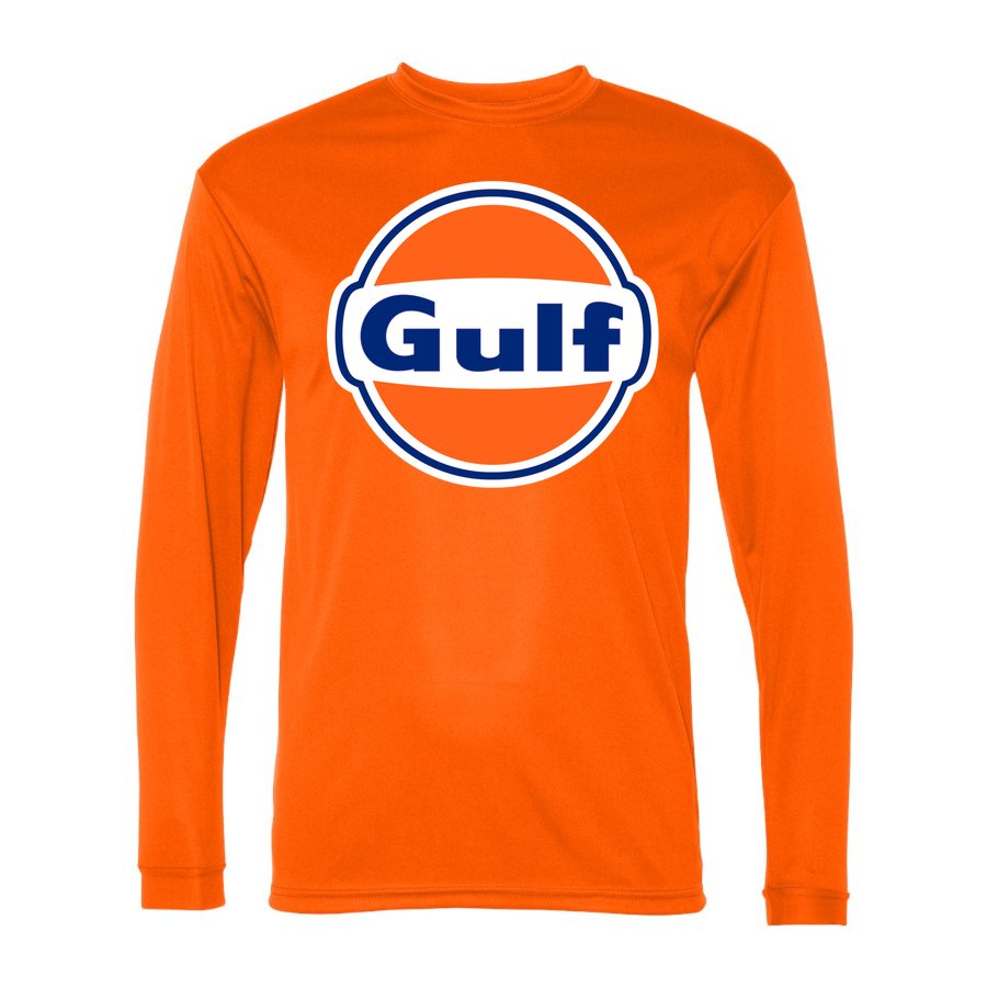 Men's Gulf Oil Polyester Long Sleeve T-Shirt - Safety Orange