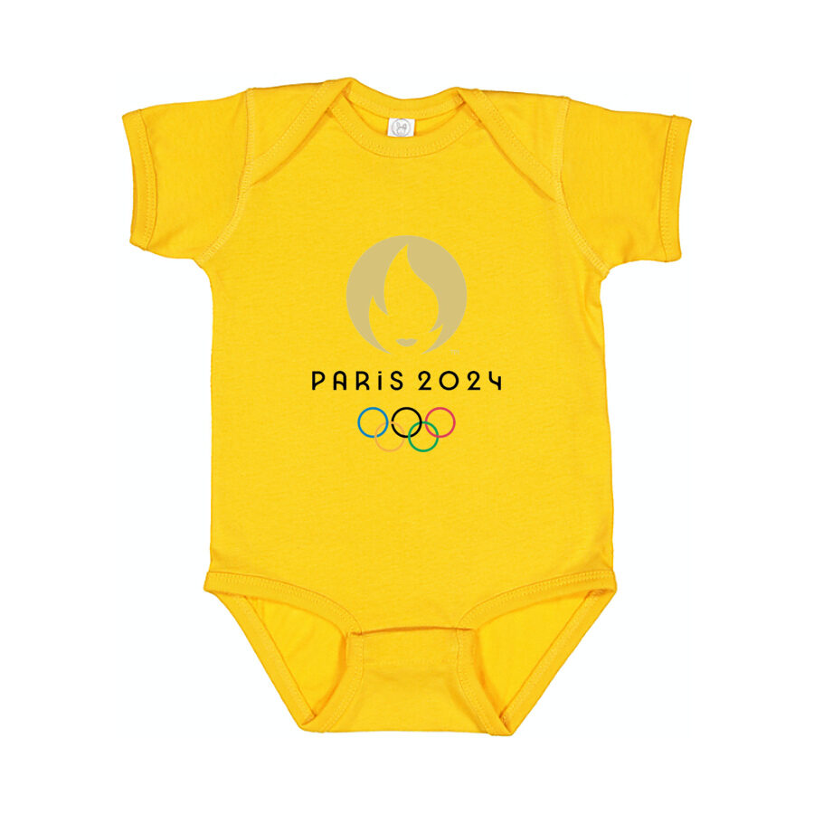 Paris 2024 Olympics Black Logo Baby Romper Onesie - Yellow
