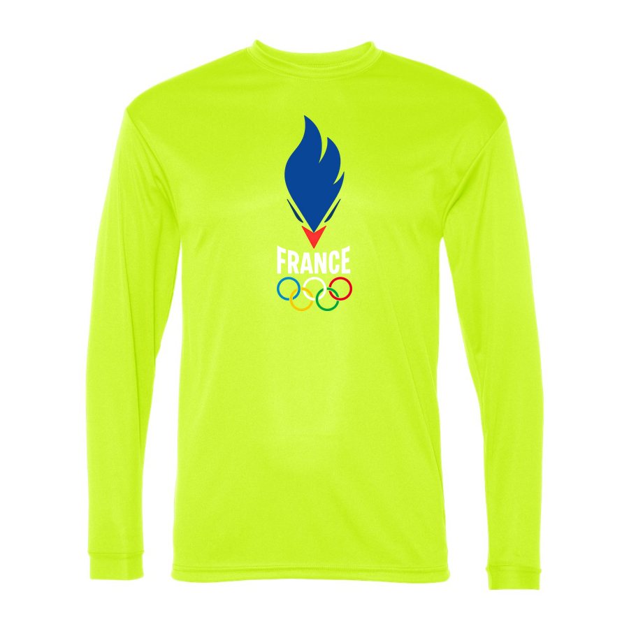 Men's France 2024 white Polyester Long Sleeve T-Shirt - Safety Yellow