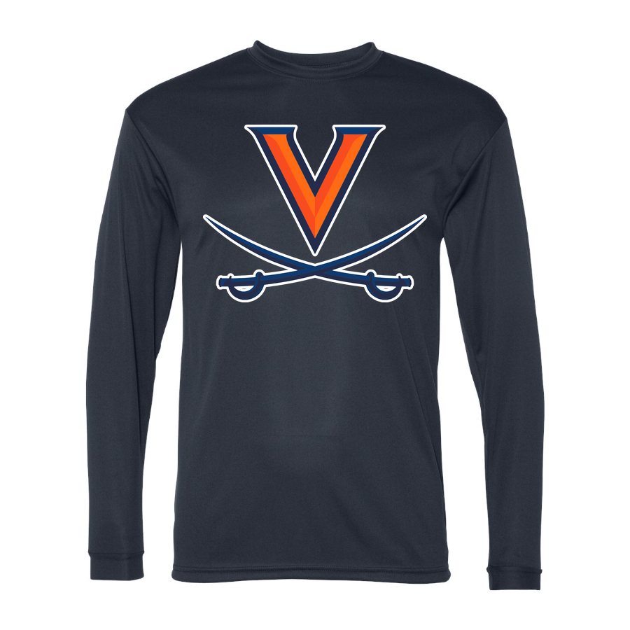 Men's Virginia Cavaliers Polyester Long Sleeve T-Shirt - Navy