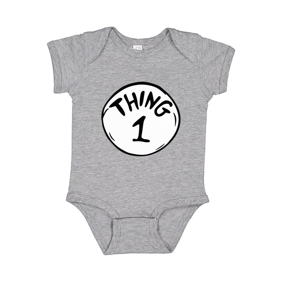 Dr. Seuss Thing 1 Baby Romper Onesie - Gray